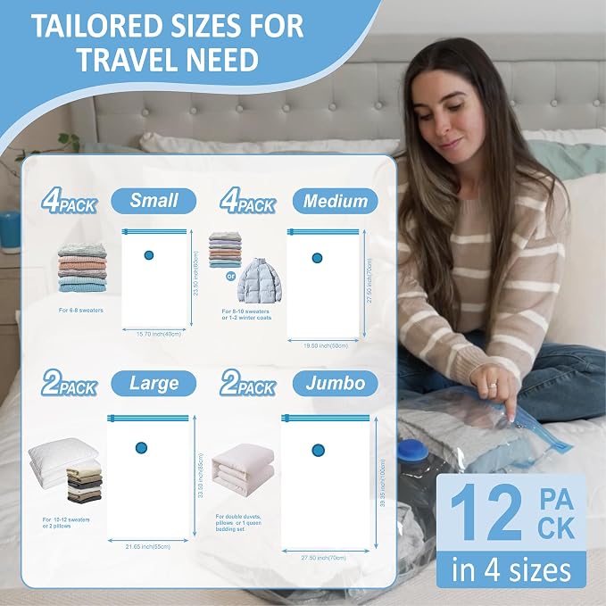 12 Pack Travel Vacuum Storage Bags - Image 4