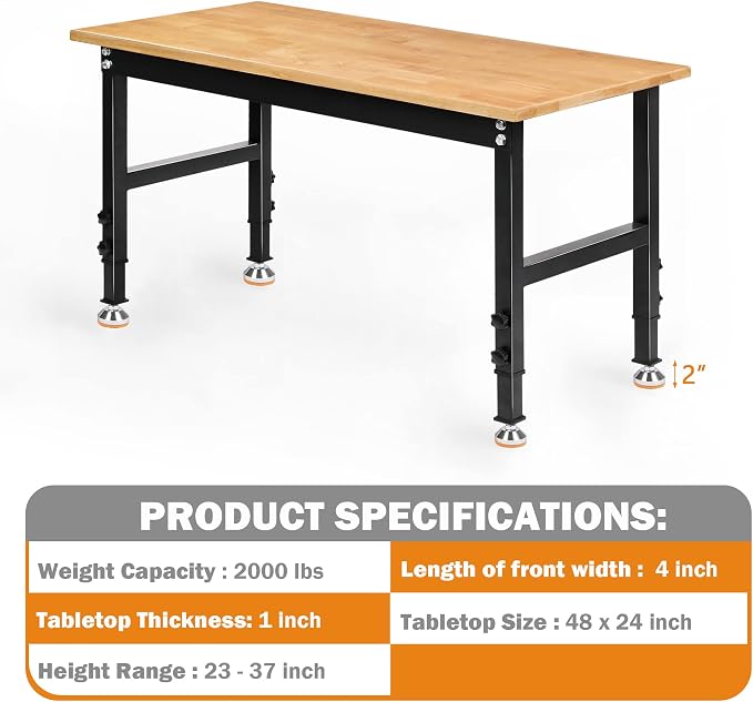 Betterhood 48" Heavy-Duty Adjustable Workbench - Image 5