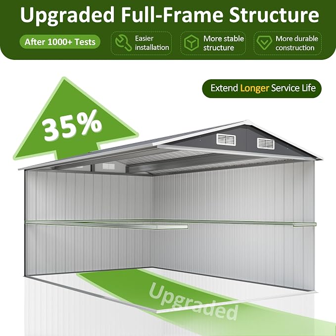 8x12 FT Outdoor Storage Shed, Metal Garden Tool Shed - Image 5