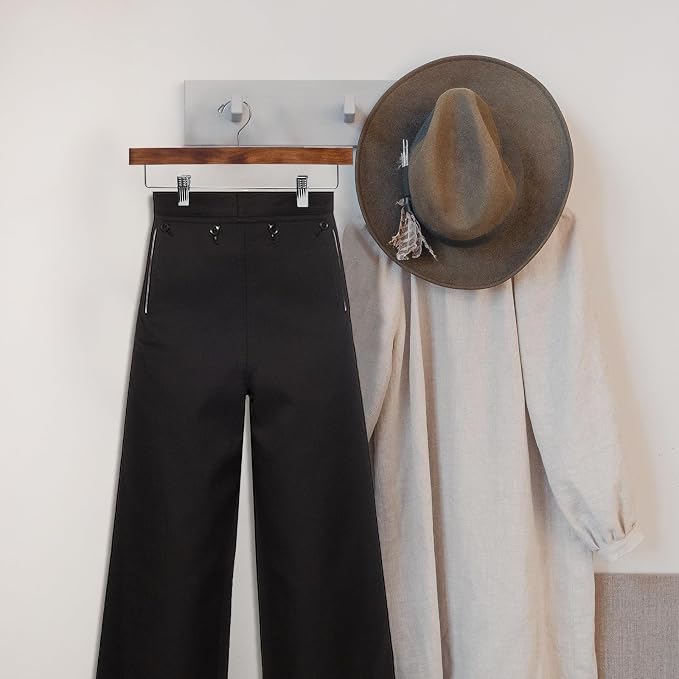 Nature Smile Deluxe Wooden Pants Hangers, Solid Lotus Wood Jeans Skirt Hanger - Image 5