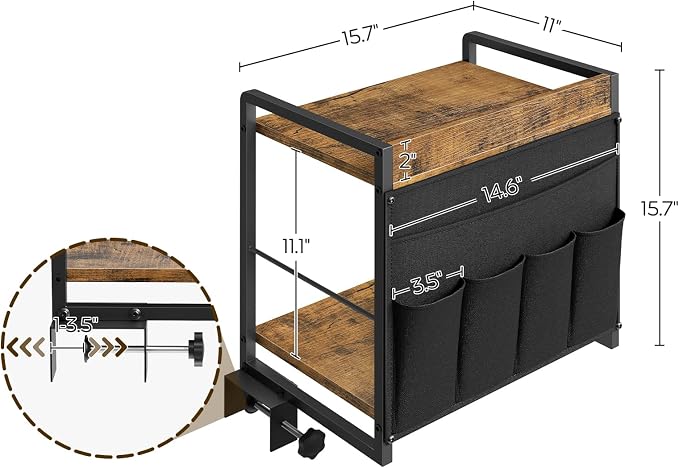 2-Tier Bedside Shelf, Bed Tray Shelf - Image 2