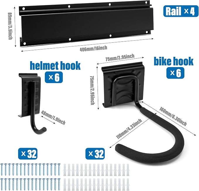 Sinoer 6-Bike & 6-Helmet Wall Mount Rack - Image 8