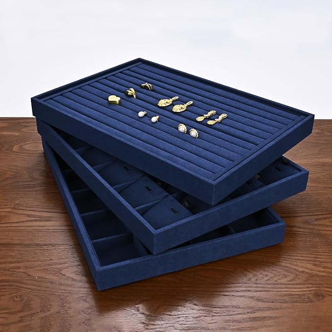 Microfiber Jewelry Tray Stackable Jewelry Drawer Organizer Trays Necklace - Image 6
