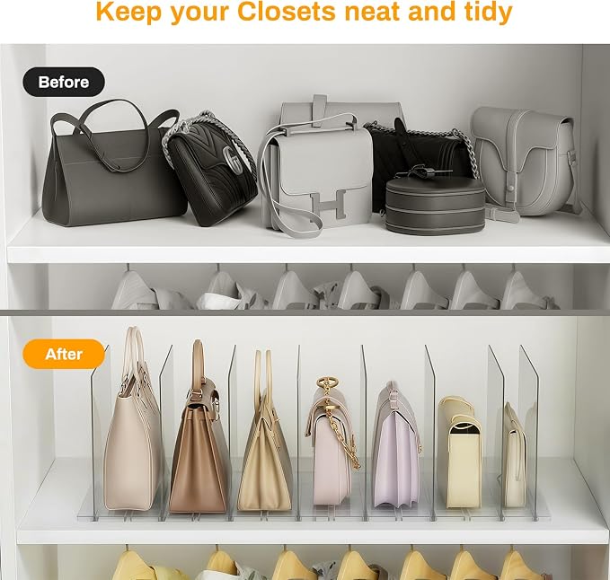 Purse Organizer for Closet Organizers and Storage, Adjustable Clear Shelf - Image 4