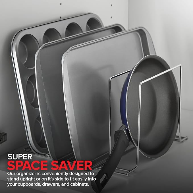 Stock Your Home Chrome Steel Baking Pan Organizer Rack - Image 6