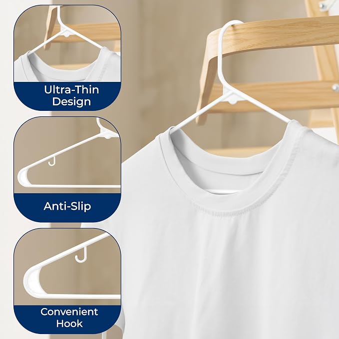 SereneLife 50 Pack Plastic Hangers, Space-Saving Closet Organizers, Durable and - Image 6