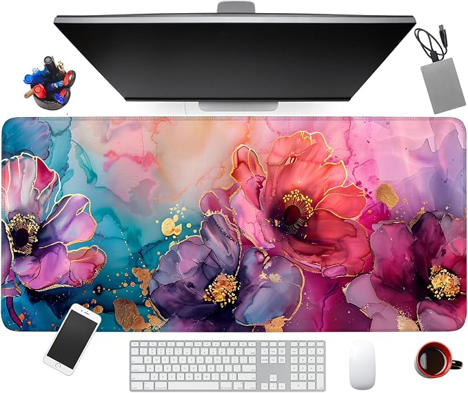 Large Mouse Pad, Floral Ink Desk Mat, Extended Gaming Mouse Pad - Image 8