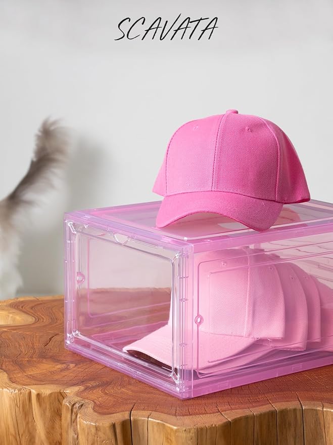 6 Pack Hat Organizer Box, Stackable Clear Baseball Caps Holder Box Containers - Image 7