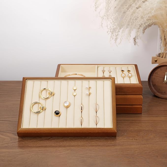 Oirlv Solid Wood 11 Slots Ring Tray Jewelry Organizer Tray Jewelry Drawer - Image 4