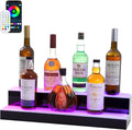 Led Lighted Liquor Bottle Display Shelf, 24 Inch 2 Tier Whiskey Rack, Support by LEEKIMID