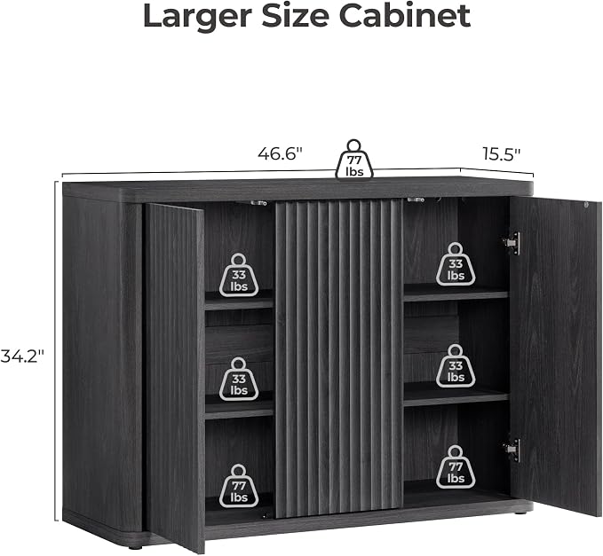 SICOTAS Buffet Cabinet with Storage Accent Sideboard with 6 Doors Modern 93.2" - Image 3