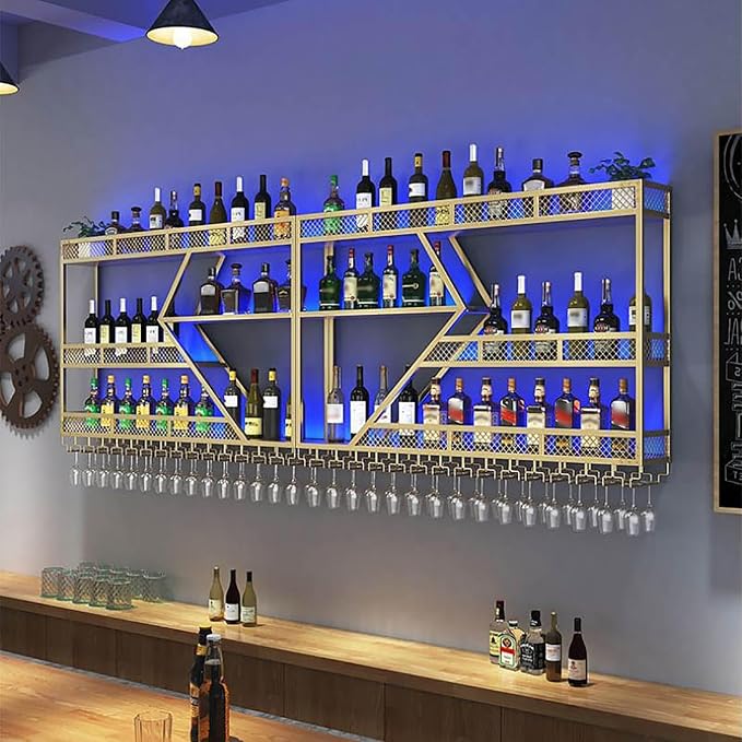 63in Large Wall Mounted Wine Rack 3 Tier Metal Wine Bottle Holder Modern - Image 4