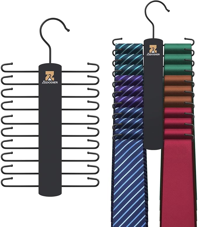ZEDODIER Tie Hanger with 20 Hooks, Space Saving Necktie Organizer by ZEDODIER