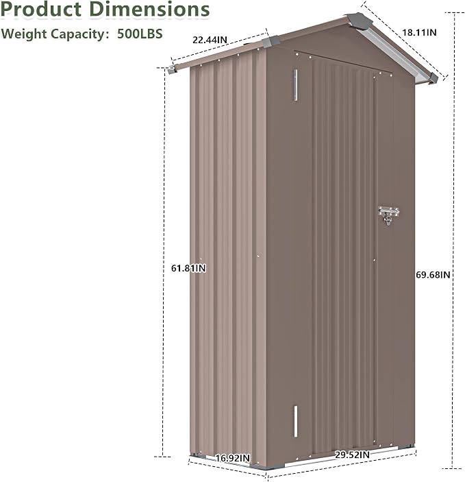 2.5x1.4 FT Mini Outdoor Storage Shed, Plastic Shed - Image 8