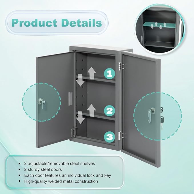 biosp First Aid Wall Mount Medicine Cabinet - Image 4