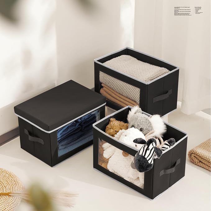Storage Boxes with Lids, Collapsible Storage Bins with Handles, Closet Storage - Image 4