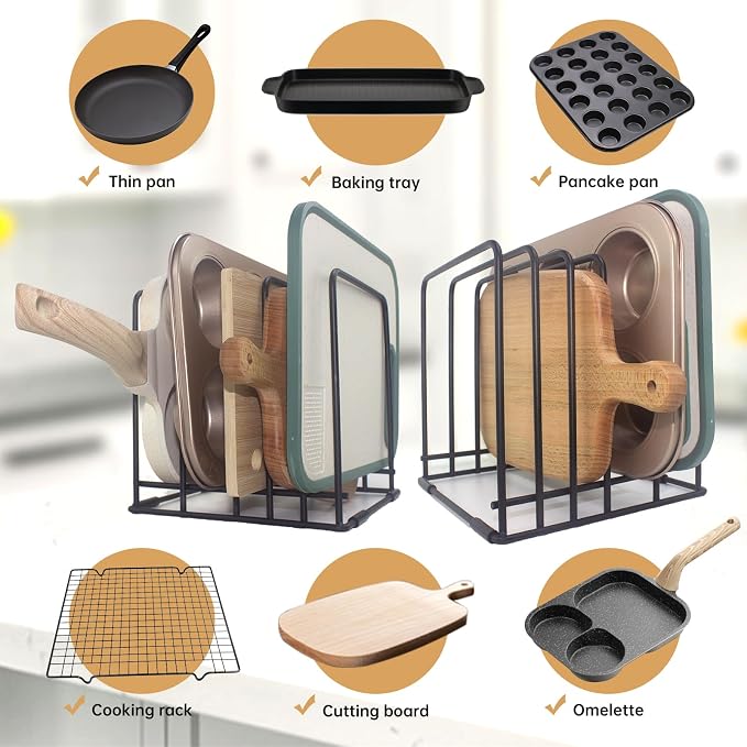 Cutting Board Organizer, Kitchen Cabinet Organizer, Divided Rack - Image 3