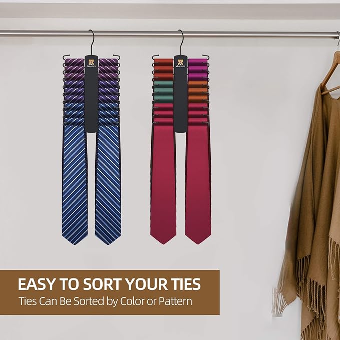 ZEDODIER Tie Hanger with 20 Hooks, Space Saving Necktie Organizer - Image 6