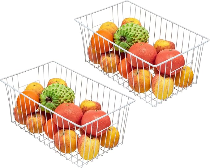 Large Wire Storage Baskets Freezer Organizer Baskets, Farmhouse Metal Wire - Image 2