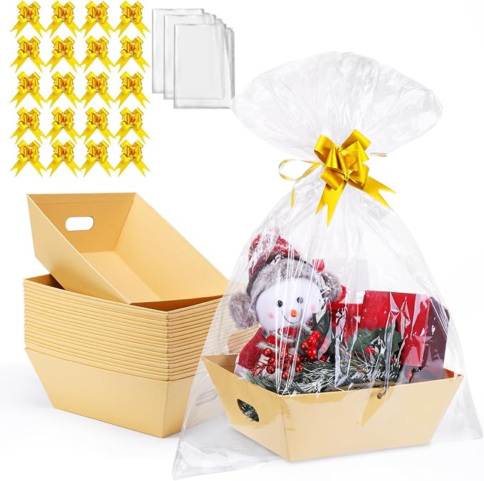 AFOROEOA 20PACK Baskets for Gifts Empty, 10x12”Thick Kraft Gift Basket by AFOROEOA