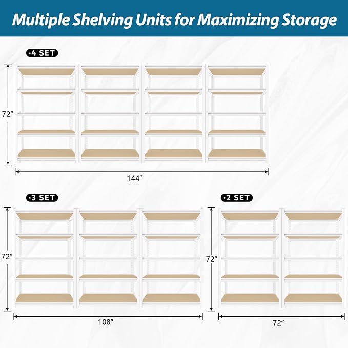 PrimeZone 3 Packs 36" W x 16" D x 72" H Closet Storage Shelves - Image 8
