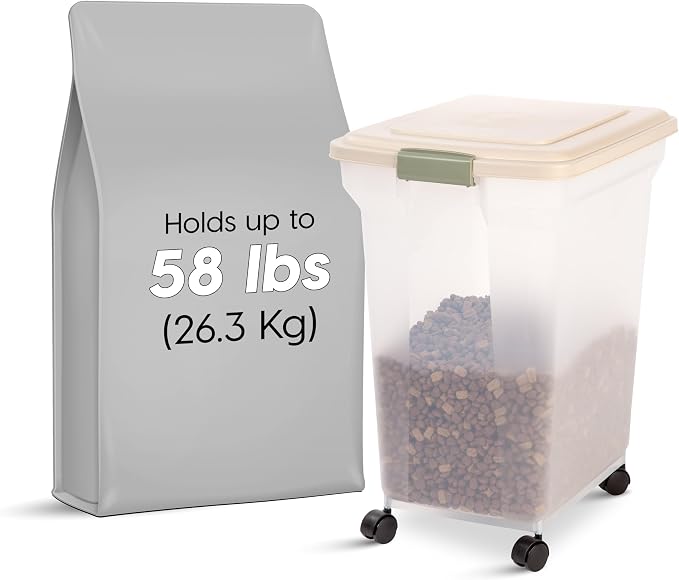 IRIS USA WeatherPro Airtight Dog Food Storage Container, Attachable Wheels - Image 2
