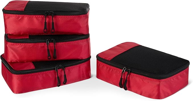 Amazon Essentials 4-Piece Packing Cubes Travel Accessories Set, Luggage by AmazonEssentials