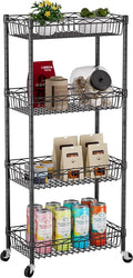4 Tier Shelf Wire Shelving Unit Adjustable Storage Shelves Big Basket Rack by Golpart