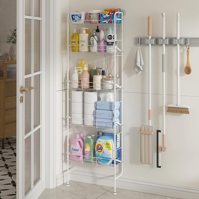 bukfen Behind The Door Organizers, 5-Tier Narrow Bathroom Kitchen Shelf - Image 5