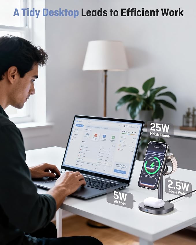 3 in 1 Wireless Charging Station, Qi2.2 25W Certified Fast Magnetic Charger - Image 4