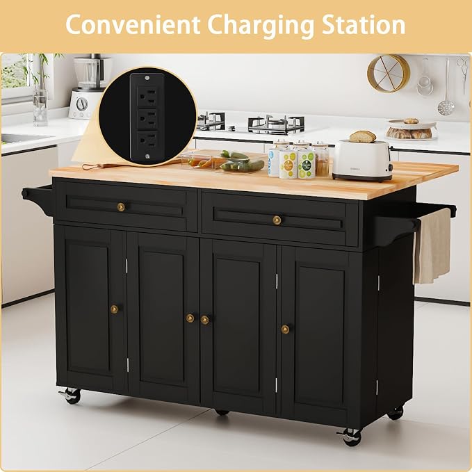 59’’ Rolling Kitchen Island Cart - Image 4