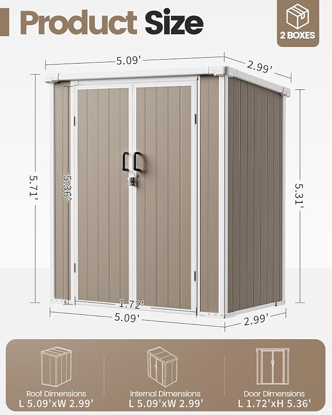 5x3 ft Outdoor Storage Shed - Image 2