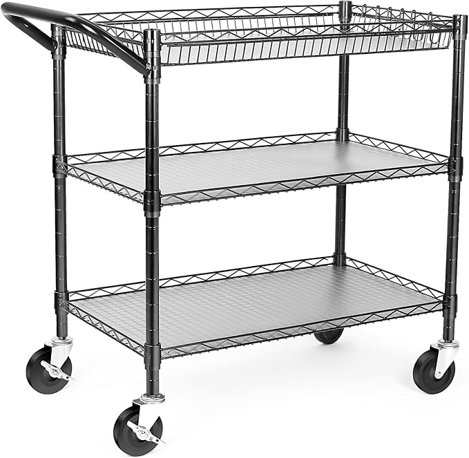 WDT Heavy Duty 3 Tier Utility Cart, Wire Rolling Cart - Image 5