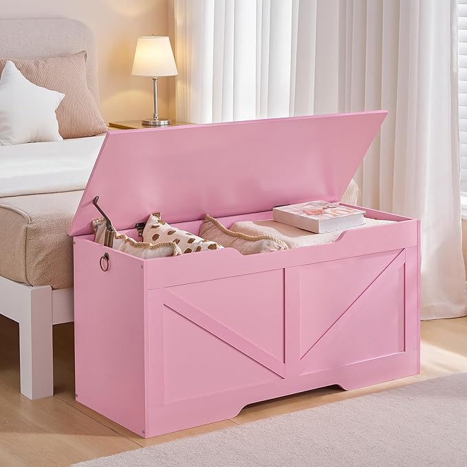 HOOBRO Storage Bench, 39.4" Retro Wooden Storage Chest - Image 6
