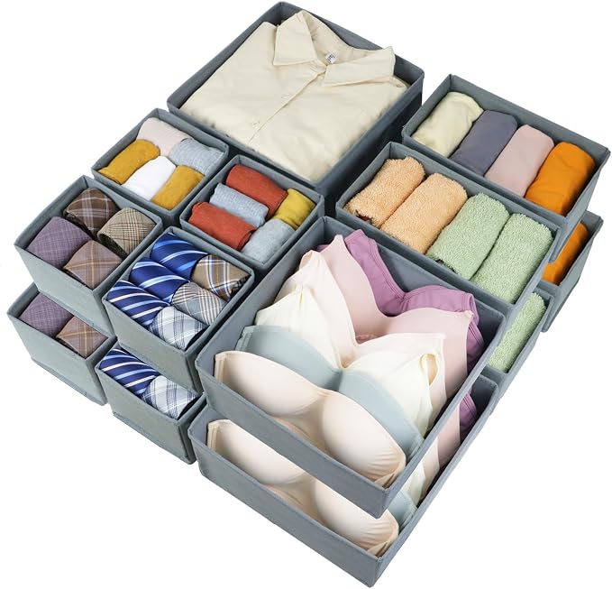 16 Pcs Drawer Organizer, Fabric Closet Organizer and Storage Baskets, Foldable - Image 8