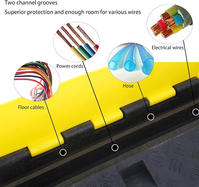 Cable Ramp Cable Protector Ramps Wire Hose Protective 2 Channel Traffic Rubber - Image 5
