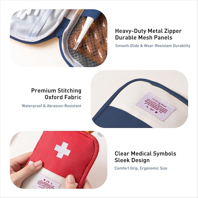 2 Packs Travel First Aid Bag, Empty Mini First Aid Pouch, Emergency Medicine - Image 4