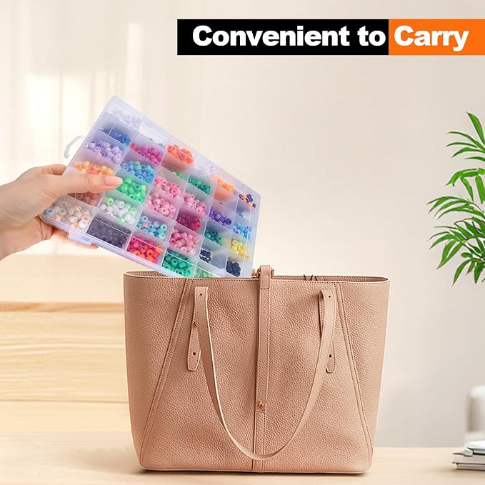 Pony Bead Organizer-2Pack, Adjustable Dividers, Pony Bead Storage, Transparent - Image 4
