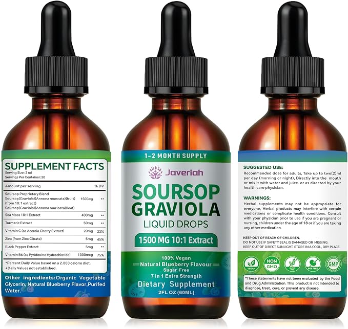 2 Pack Soursop Graviola Leaf Extract Liquid Drops Supplement - Image 6