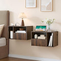 Floating Nightstand with Charging Station, Walnut Fluted Wall Mounted by BuildHom