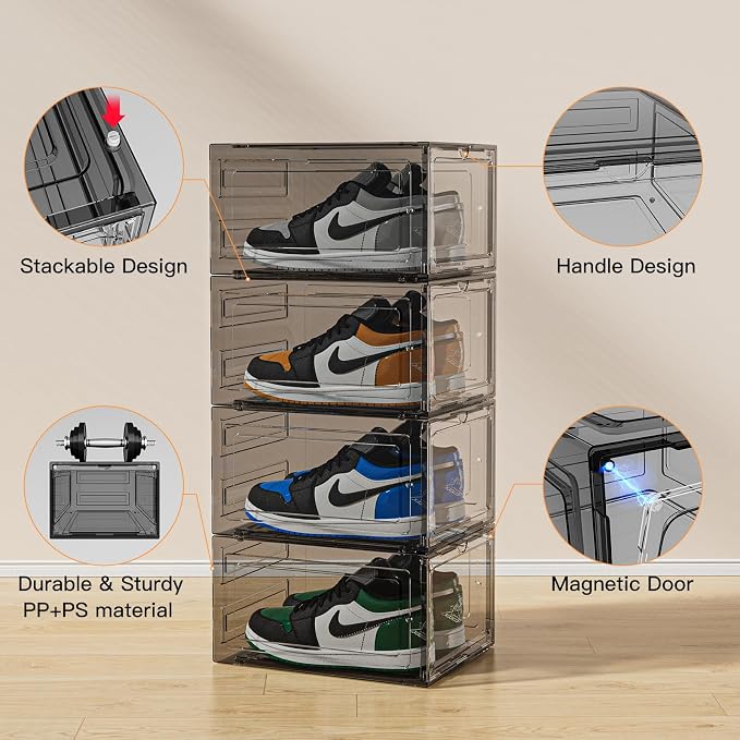 Thicken Sturdy Shoe Storage Boxes Stackable Shoe Organizer - Image 5