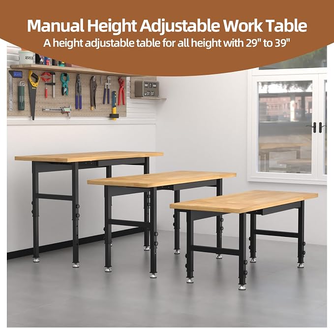 60'' Adjustable Workbench Table, Metal Tool Bench Work Bench - Image 5
