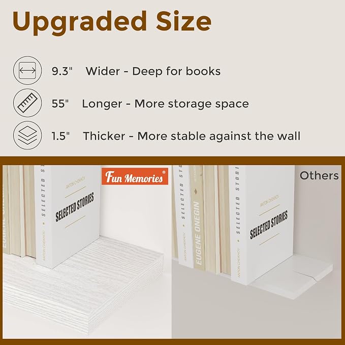 Fun Memories 36 Inch Floating Shelves White, 9.3 Deep Floating Shelf - Image 6