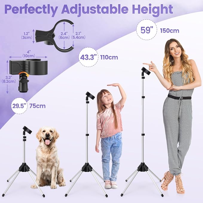 Adjustable Hair Dryer Stand, 29-59 Inch Hair Dryer Holder - Image 5