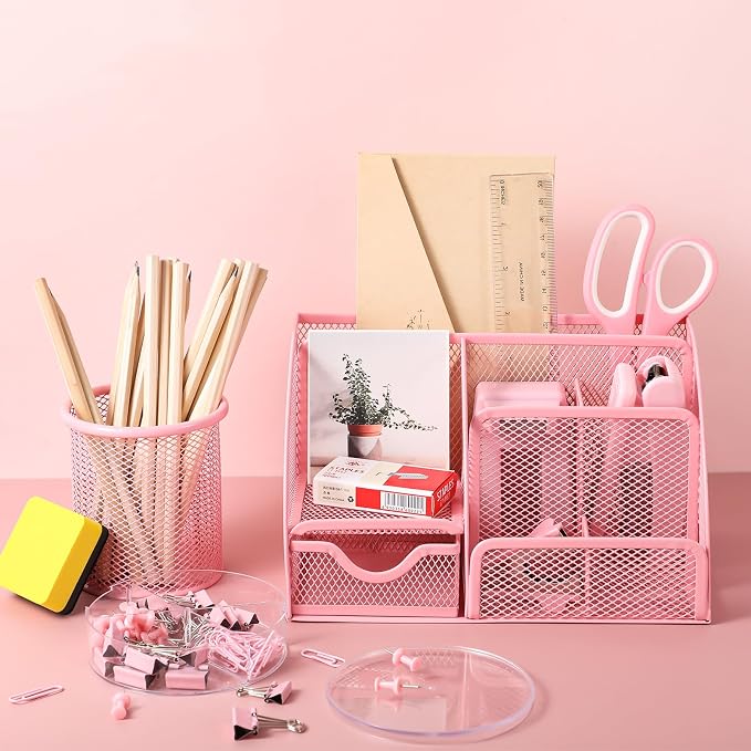 Pink Desk Organizers and Accessories, Tape Dispenser, 1000 Staples, Staple - Image 6