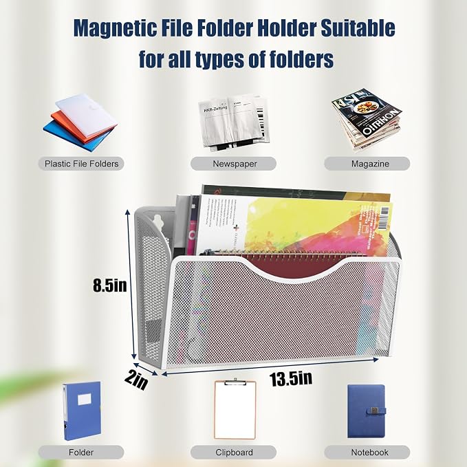 Magnetic File Holder 1 Pockets File Folder Organizer, Office Hanging Magazine - Image 3