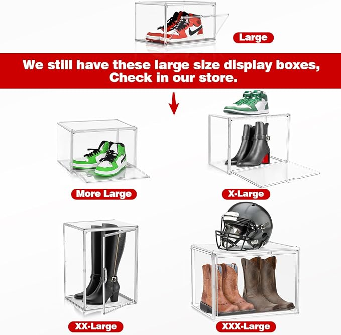 10 Pack Acrylic Shoe Boxes Stackable, Size 12 Clear Shoe Display Cases Plastic - Image 7