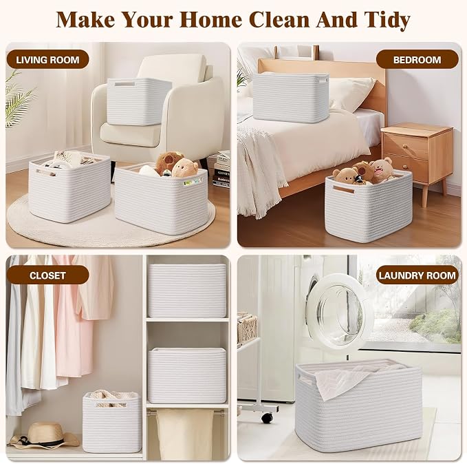 Storage Baskets for Organizing, 4 Pack Storage Baskets for Shelves, Woven - Image 6