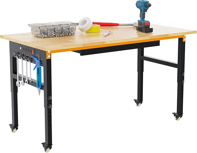 Betterhood 60" Adjustable Workbench on Wheels, 2000 LBS Heavy Duty Work Table - Image 9