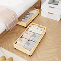 Bamboo Under Bed Storage Containers, Rolling Underbed Organizer by WisuceHome